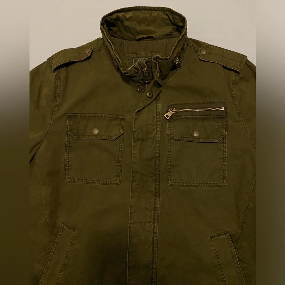 G.H. Bass & Co. Men’s Military Field Jacket Green Olive Large Full Zip Pockets - Picture 6 of 16